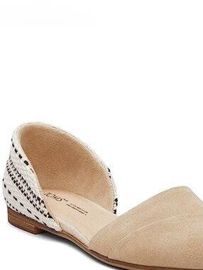 Toms Beige Suede D'Orsay Flat - Women Shoes Cream Black Heels Sz 9 SH370